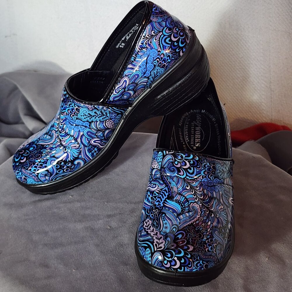 Easy Works Easy Street Peacock Blue Slip Resistant Lyndee Slip-On Shoes Size 5M